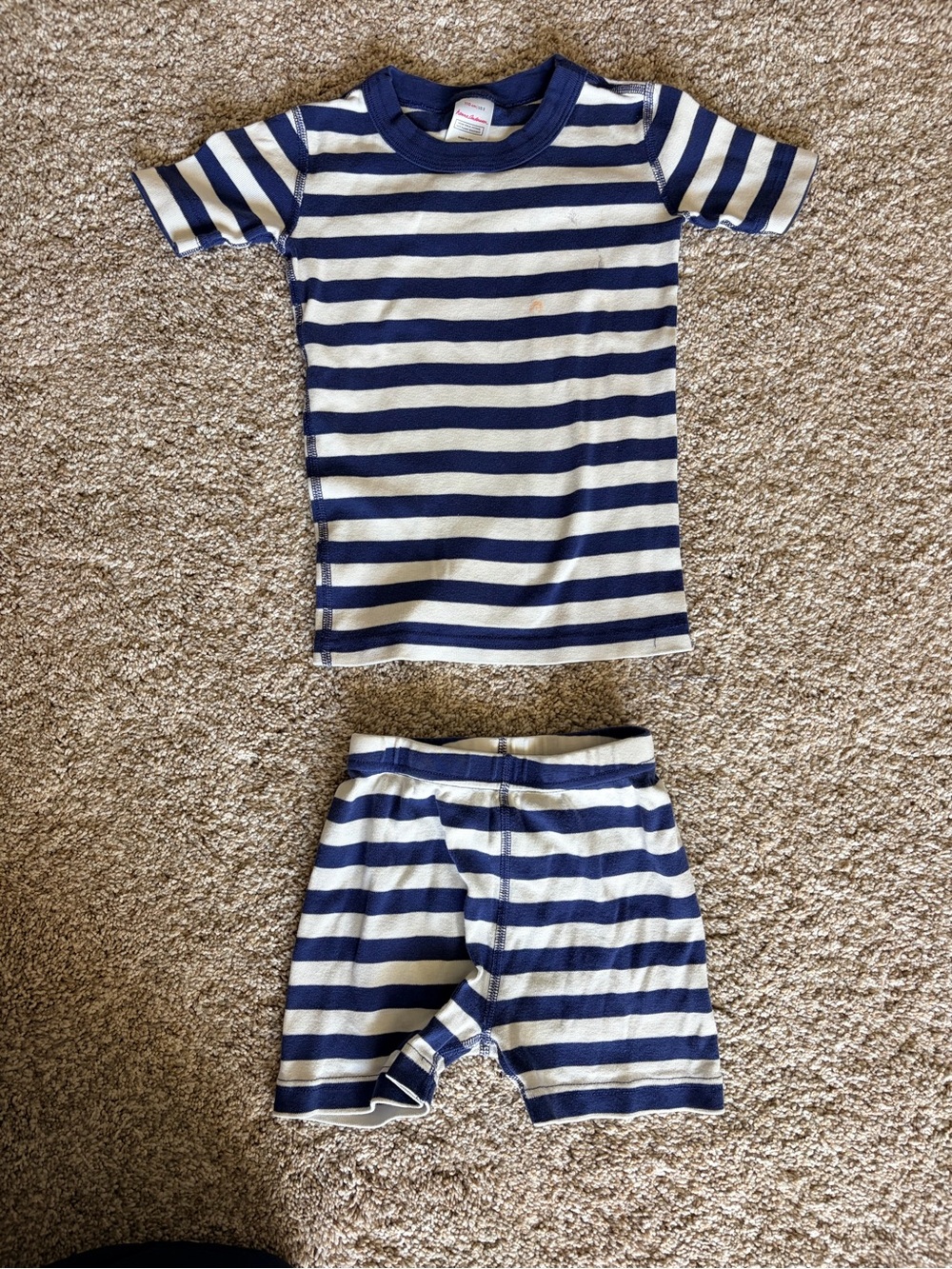 Hanna Andersson Navy & White Striped Short Pajamas Sz 5